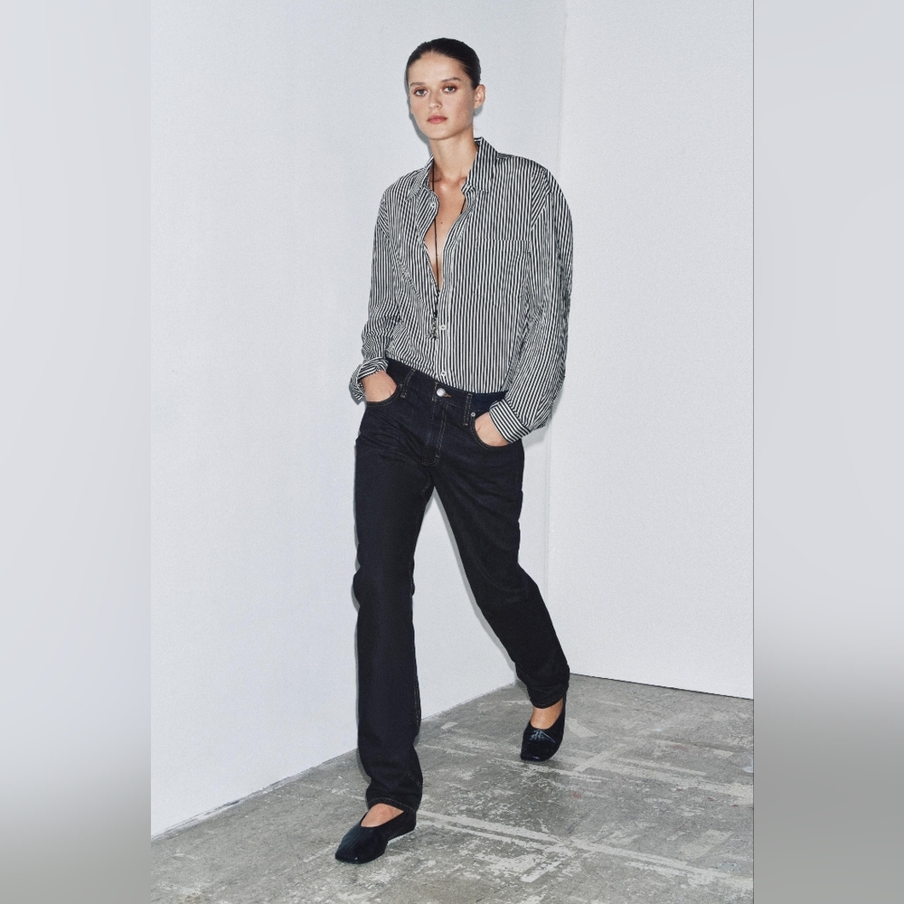 NWT Zara Blue Mid Rise Slim Leg Full Length Jeans